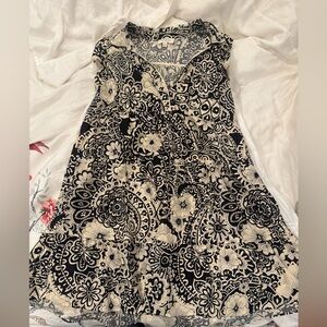 Umgee XL Collared Swing Dress- Black/Tan Floral